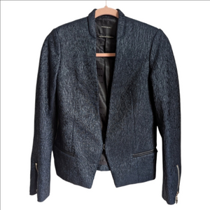 MAISON SCOTCH Navy Blue Waffle Textured Office Chic Feminine Blazer Size Medium